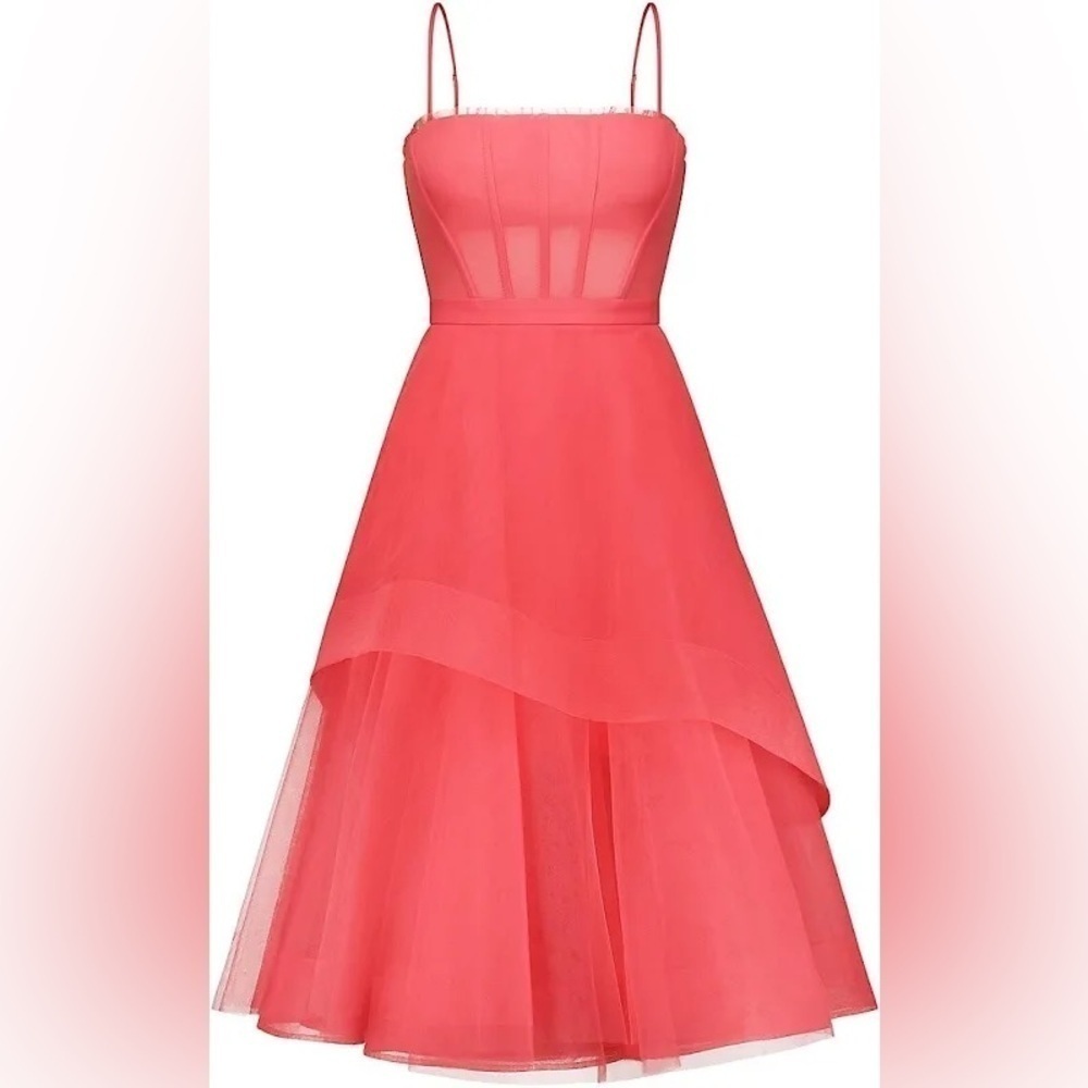 BCBGMAXAZRIA Pink Tulle Corset Dress Size 2